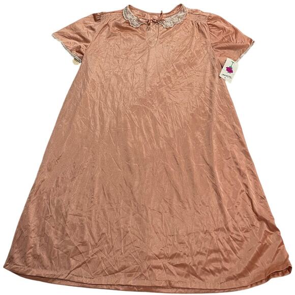 NWT VTG Velrose 100% Nylon Nightie Nightgown Womens Size Large Made in USA Peach - Picture 1 of 10